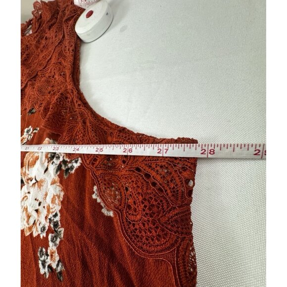 Torrid 5X Womens Rust Floral Lace Asymmetrical Tank Top Boho Glow Cottagecore - Picture 7 of 9